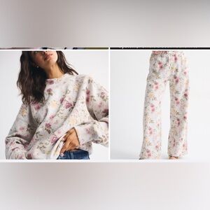 Abercrombie NWT Sunday Wide Leg Sweatpants w/ Mockneck Crew  size small